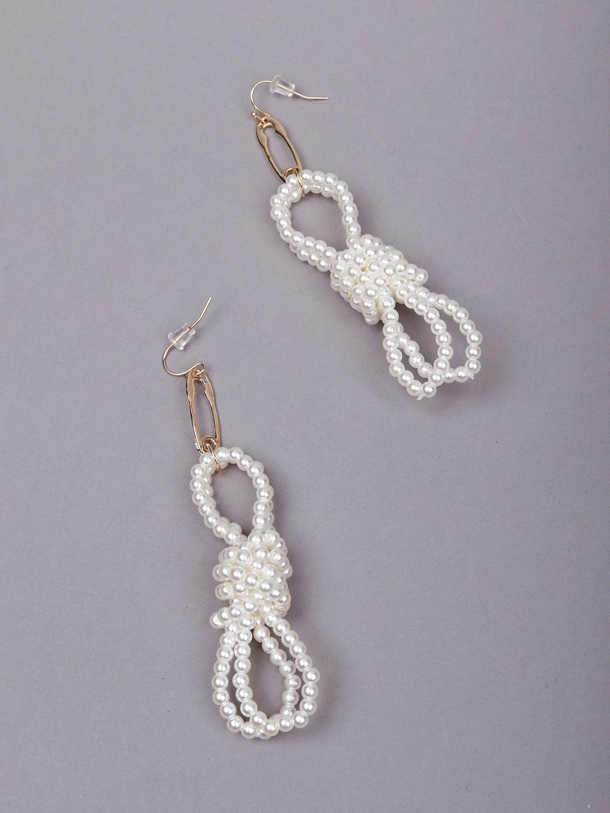 Odette Women White Beaded Drop Earrings - Image 5