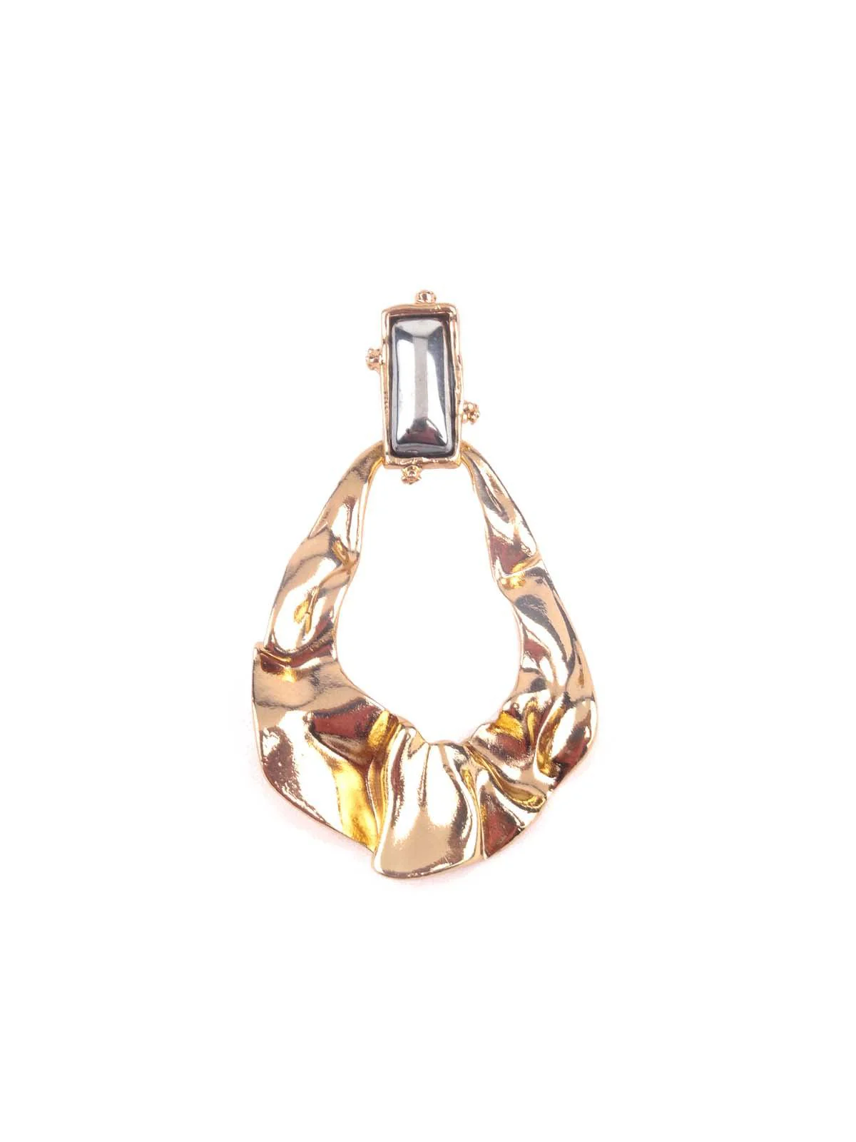 Odette Women Exquisite Gold Textured Drop Earrings - Image 4