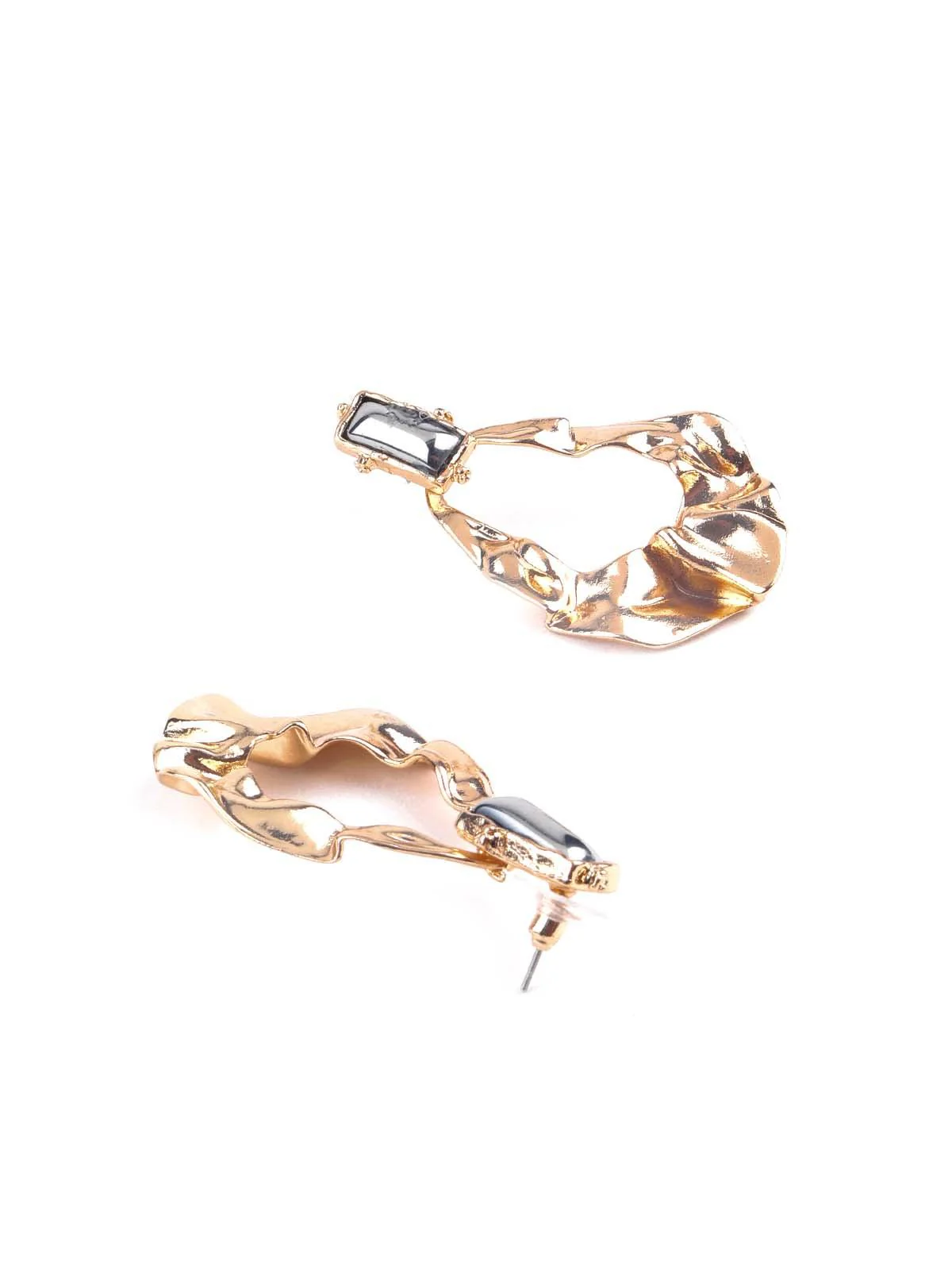Odette Women Exquisite Gold Textured Drop Earrings - Image 6