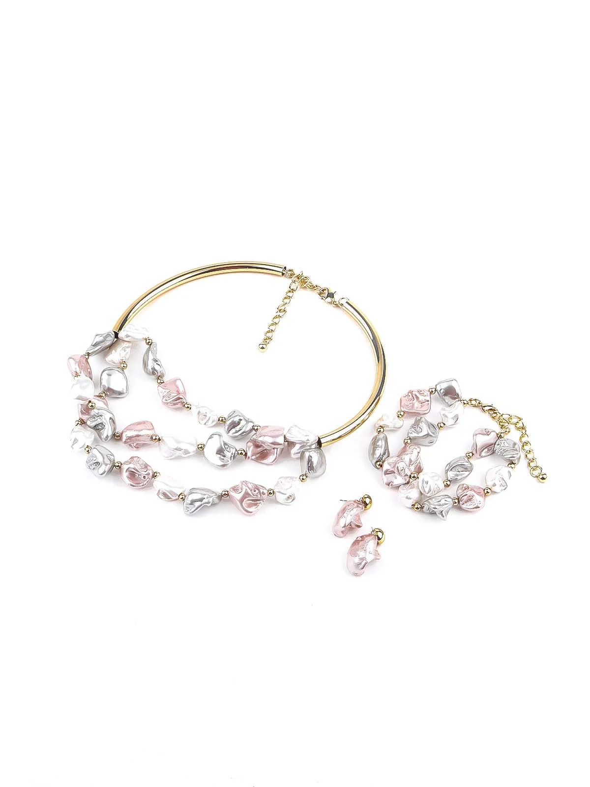 Odette Women Exquisite Gold Tone Artifical Stone Jewellery Set - Image 3