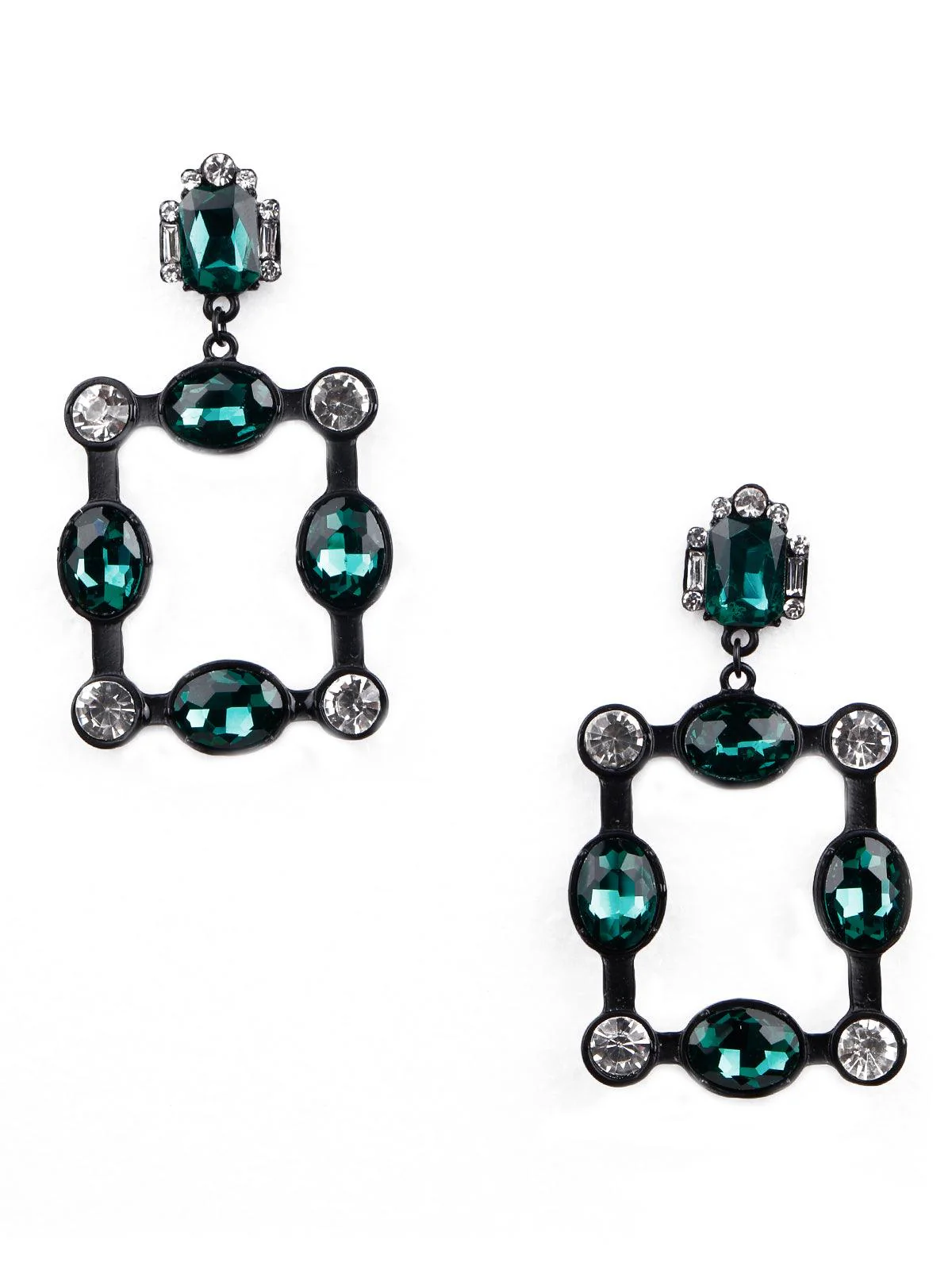 Odette Women Exquisite Green Statement Drop Earrings - Image 3