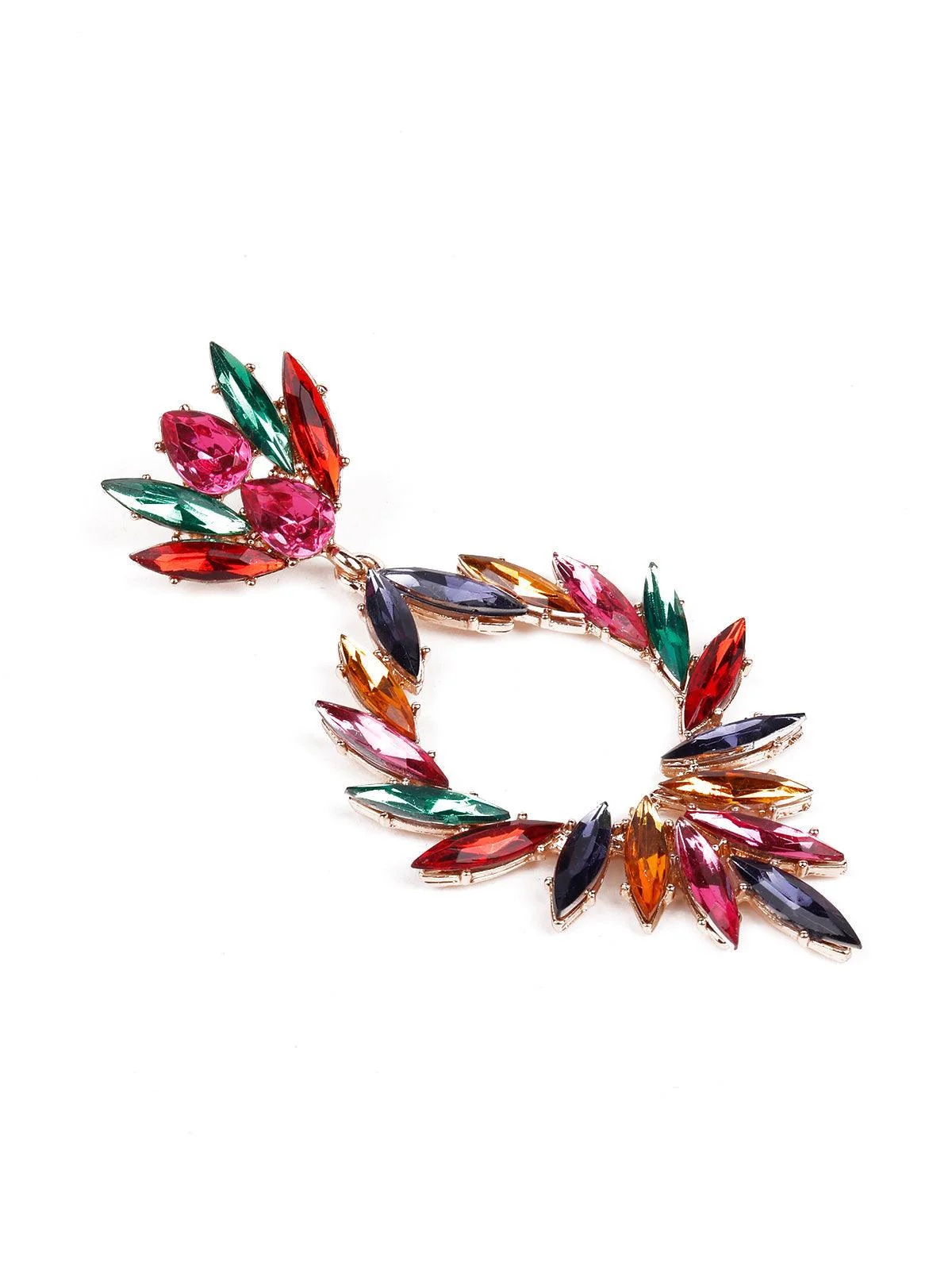 Odette Women Multicoloured Crystal Metal Drop Earrings - Image 5