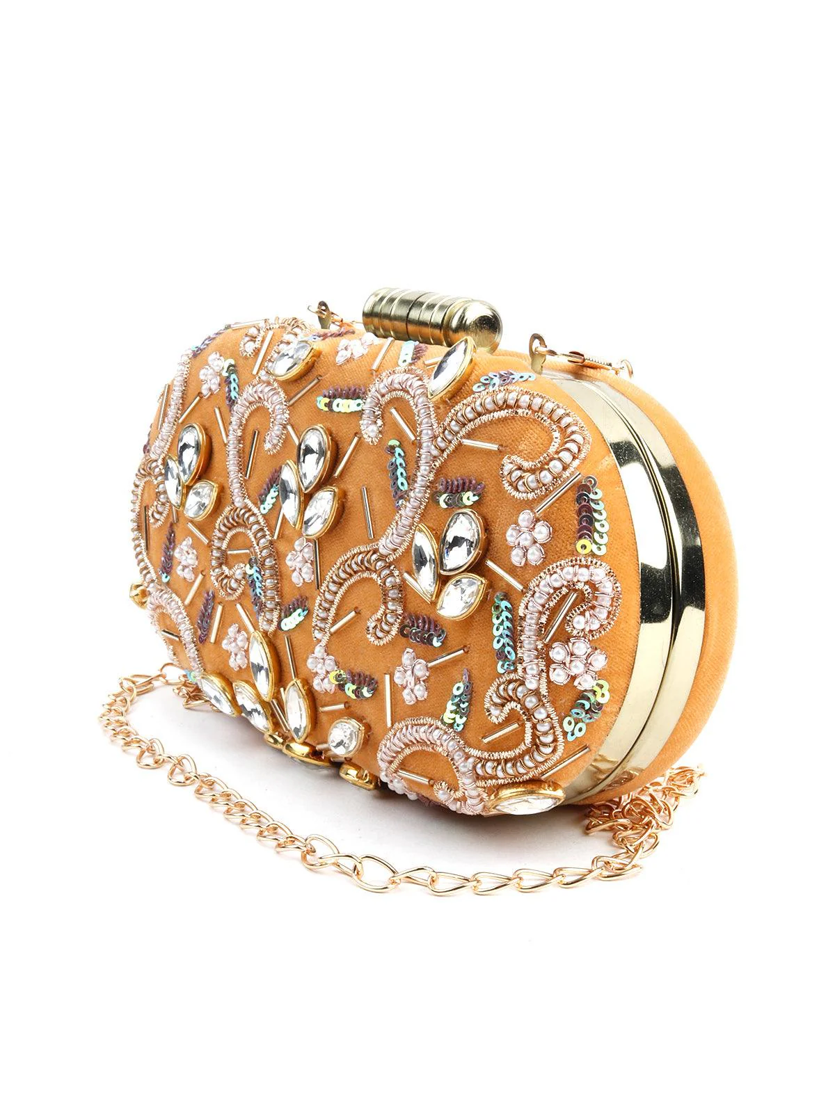 Odette Women Exquisite Mustard Yellow Clutch - Image 3