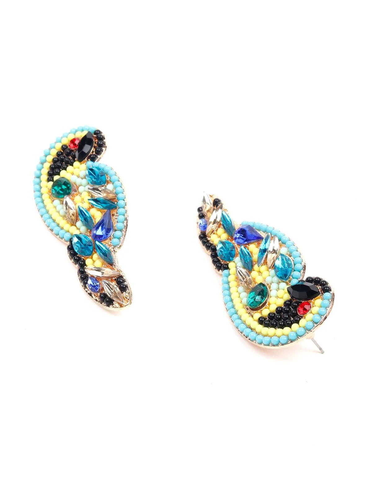 Odette Women Multicoloured Metal Beaded Earrings - Image 5