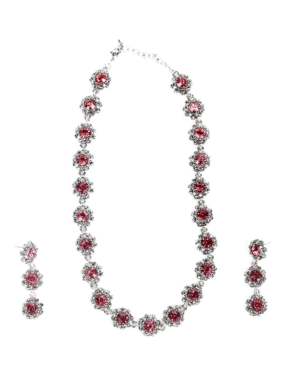 Odette Women Pink Metal Necklace Set - Image 3