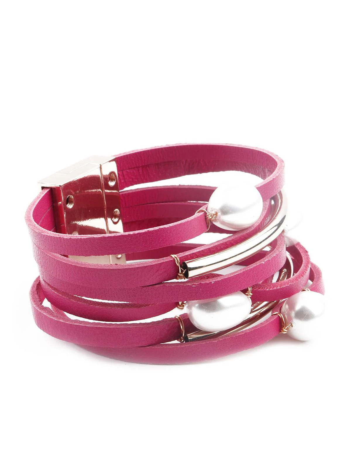 Odette Women Exquisite Pink Layered Embellished Bracelet - Image 4