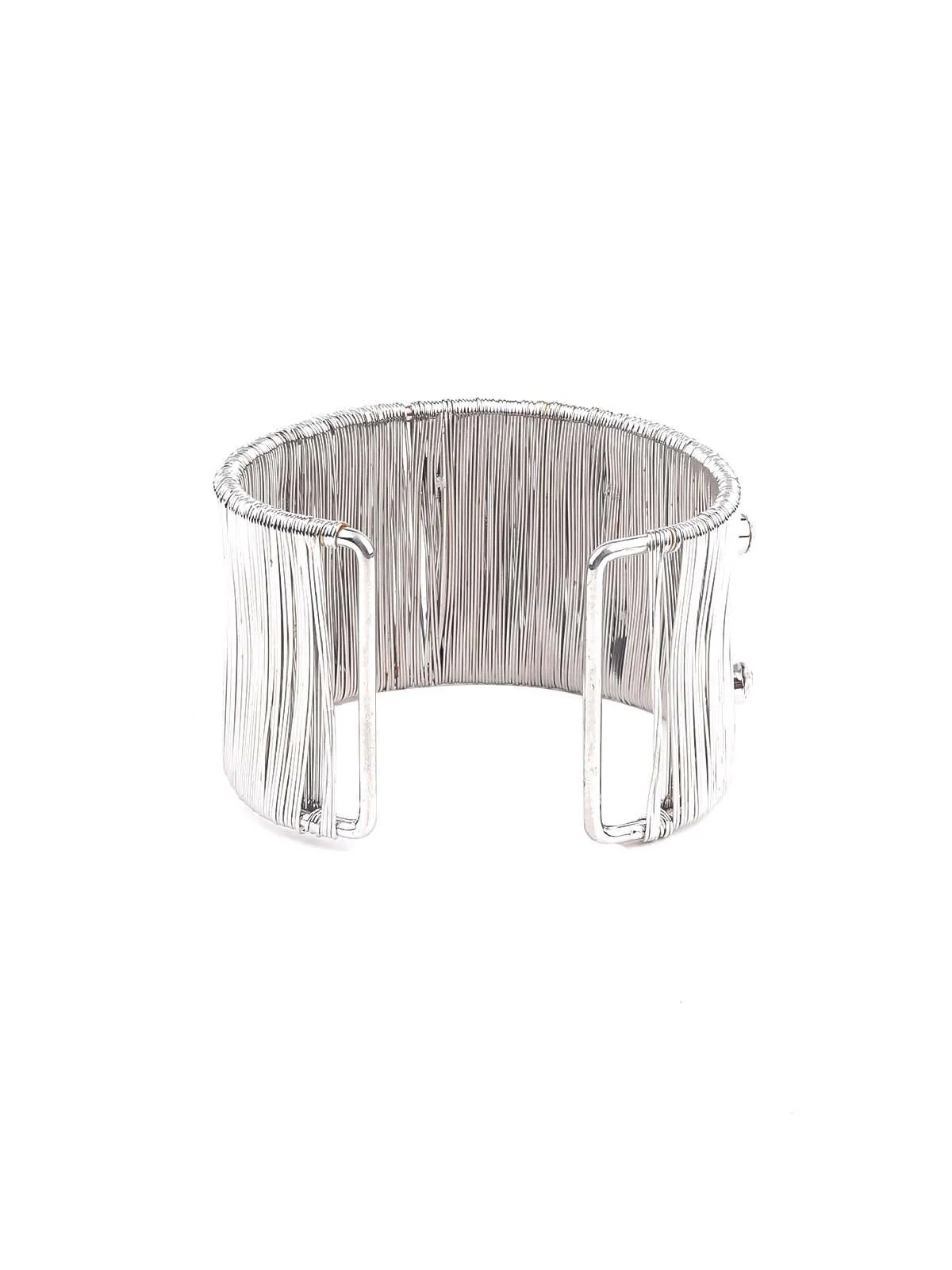 Odette Women Exquisite Silver Vertical Strings Embellished Bracelet - Image 6