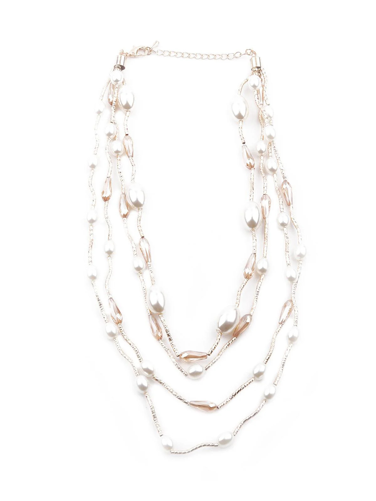 Odette Women Exquisite White And Gold Layered Necklace - Image 3