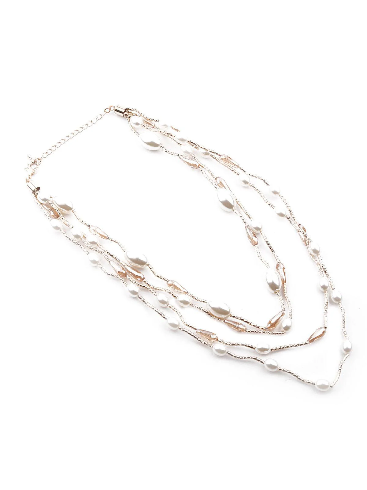 Odette Women Exquisite White And Gold Layered Necklace - Image 4
