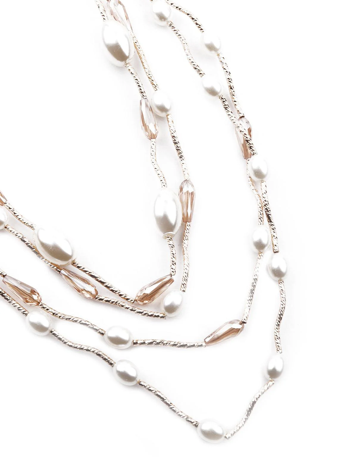Odette Women Exquisite White And Gold Layered Necklace - Image 5