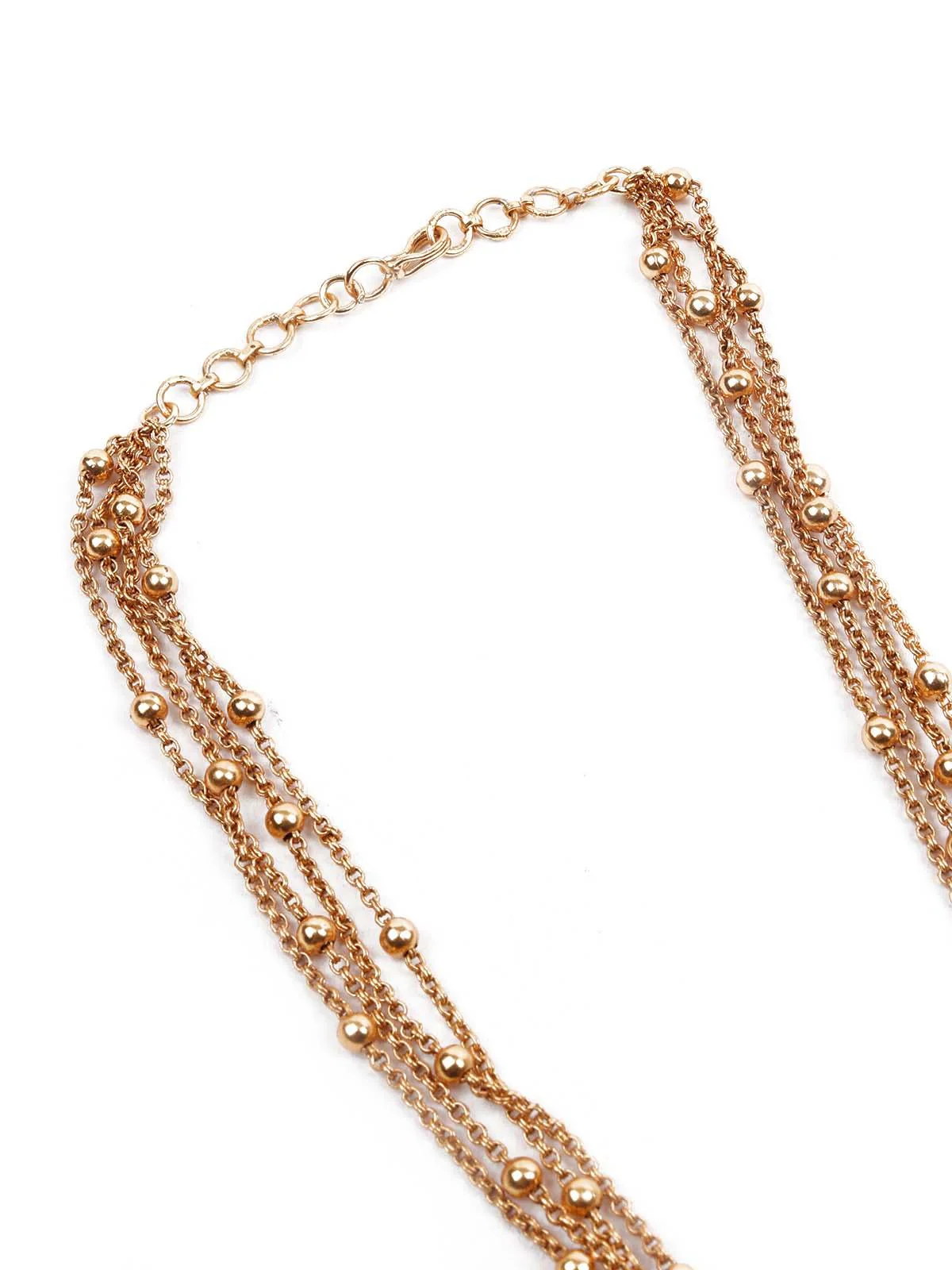 Odette Women Exquisitly Crafted Gold And Pink Long Necklace Set - Image 6