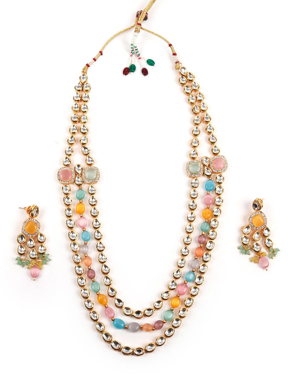 Odette Women Exquisitly Crafted Gold Long Necklace Set - Image 5