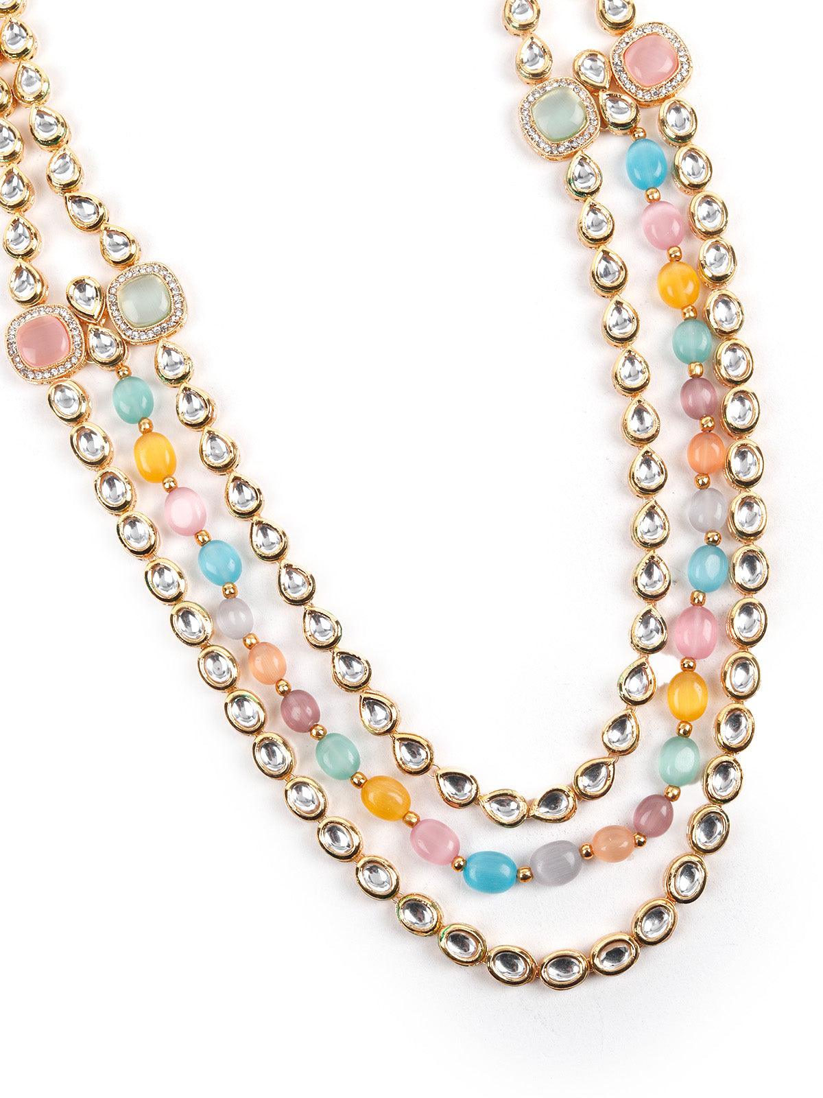 Odette Women Exquisitly Crafted Gold Long Necklace Set - Image 6