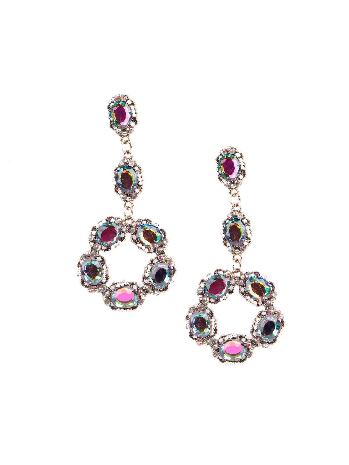 Odette Women Exquiste Rounded Elegant Statement Drop Earrings-Silver - Image 3