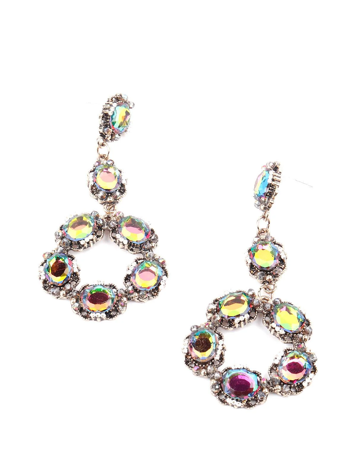 Odette Women Exquiste Rounded Elegant Statement Drop Earrings-Silver - Image 6
