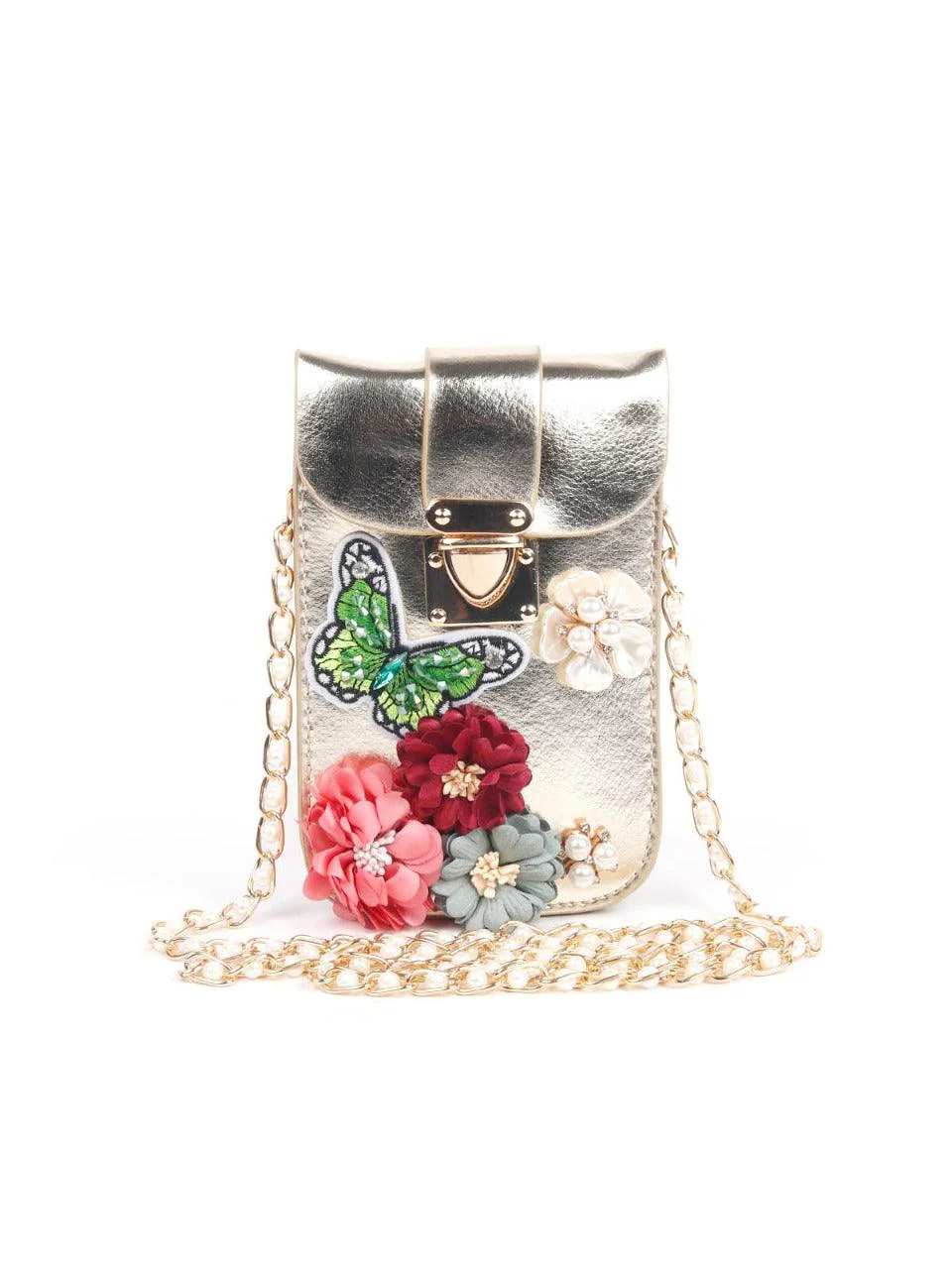 Odette Women Fancy Golden Embellished Clutch Bag - Image 3