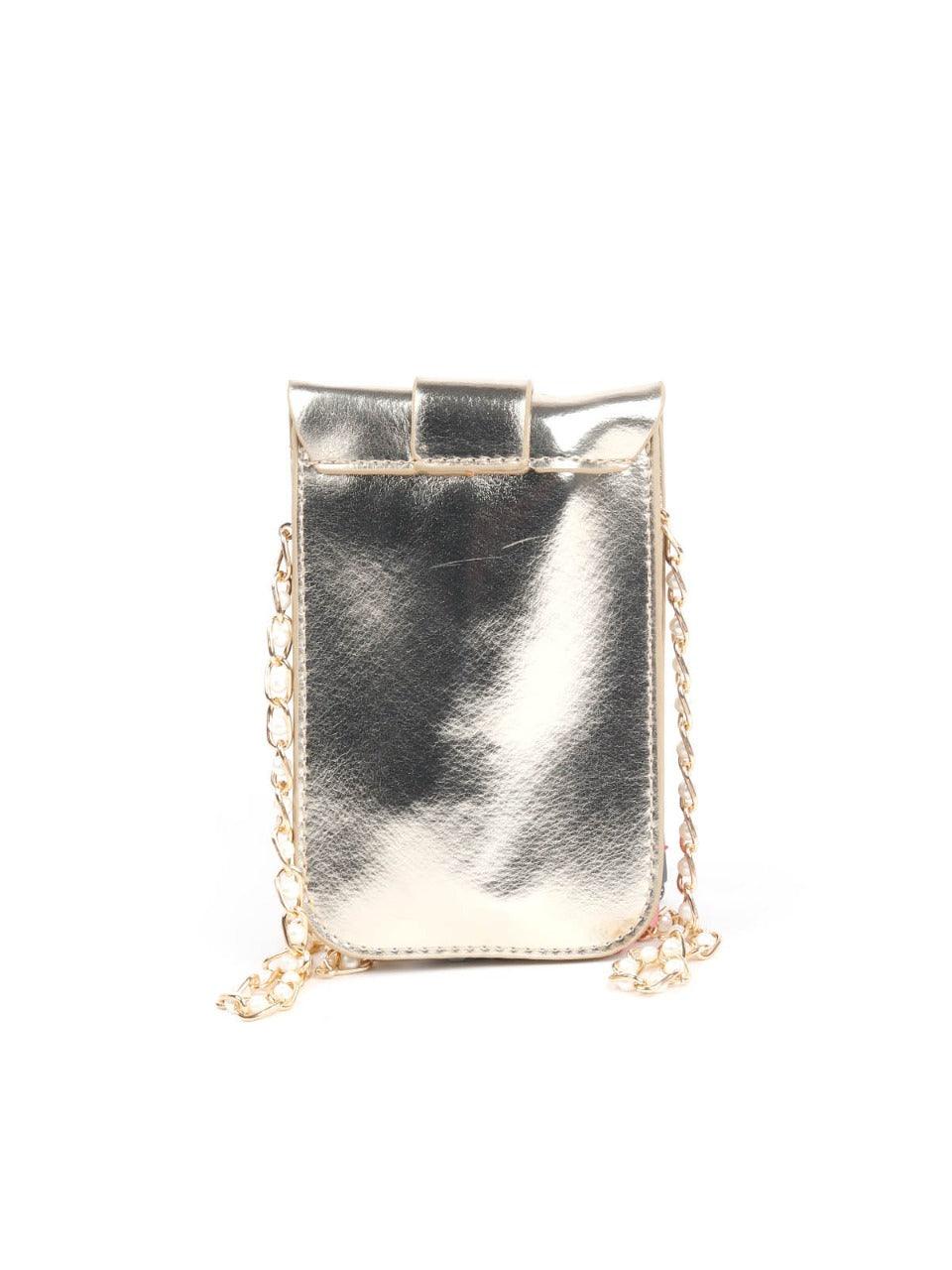 Odette Women Fancy Golden Embellished Clutch Bag - Image 4