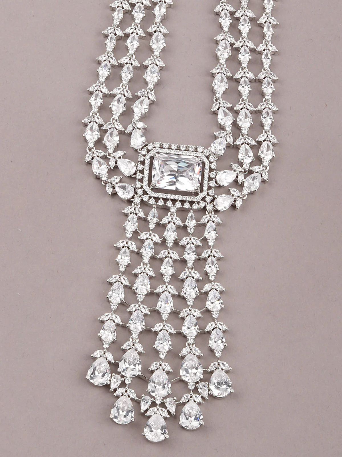 Odette Women Faux White Stones Studded Necklace Set - Image 5