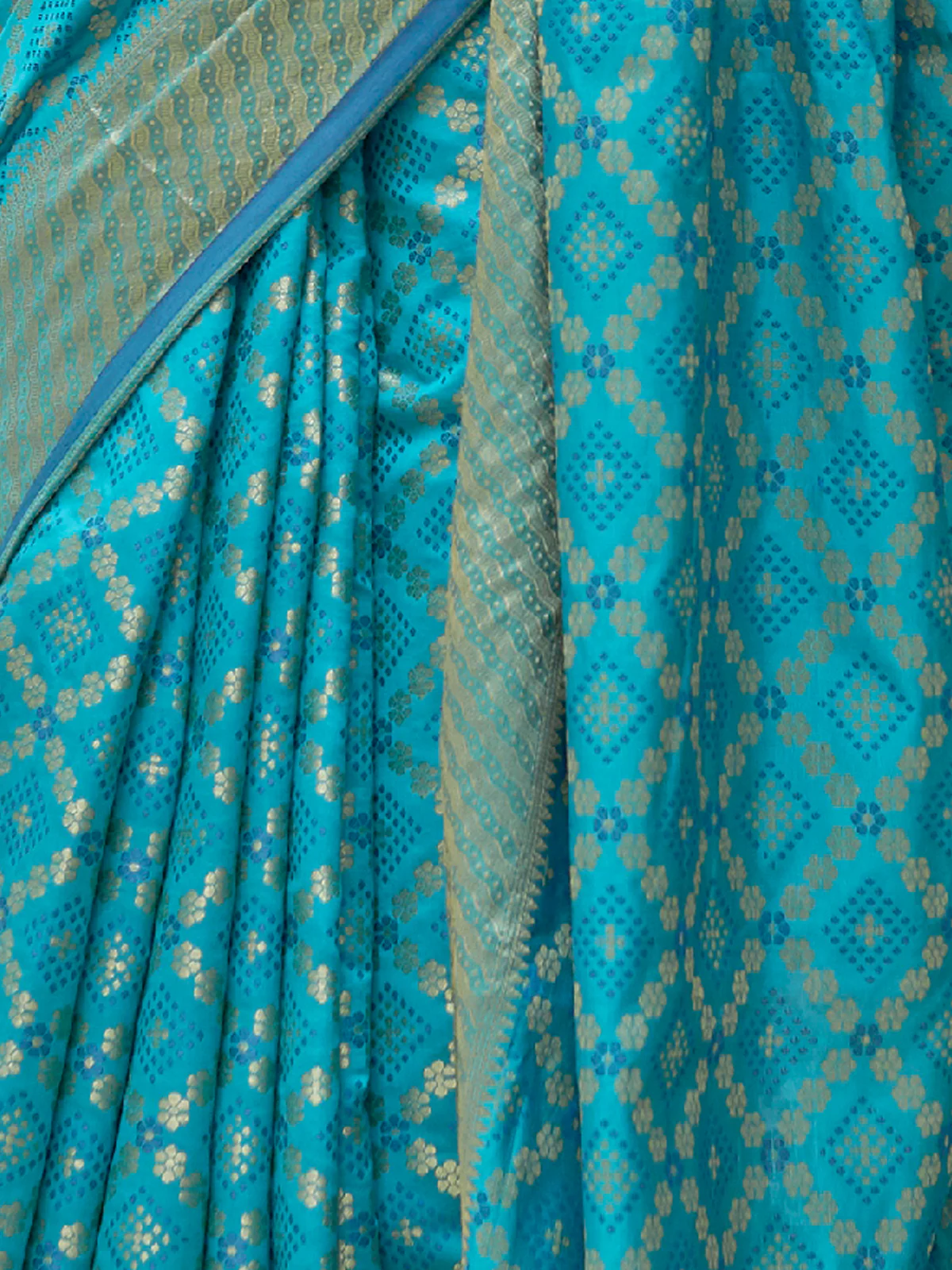 Odette Women Festive Blue Silk Blend Woven Saree With Unstitched Blouse - Image 5