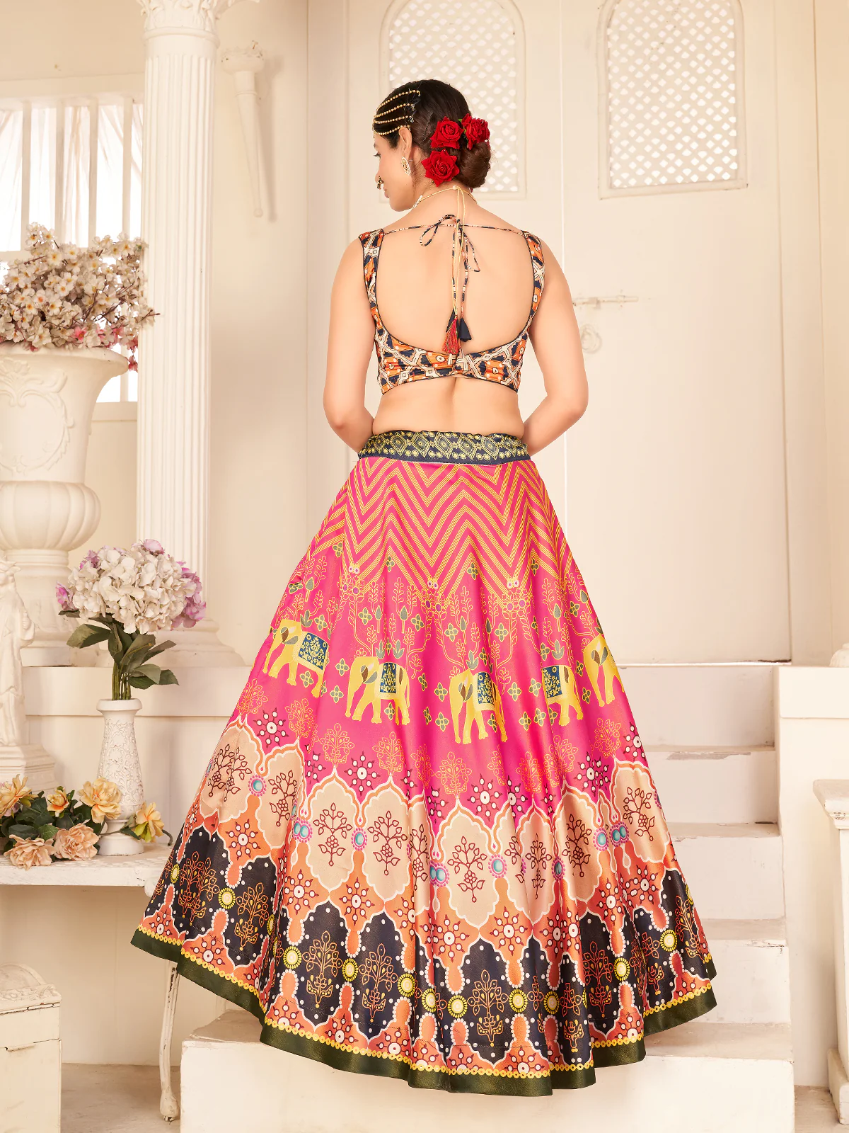 Odette Women Multicolor Semi Stitched Lehenga With  Unstitched Blouse - Image 4