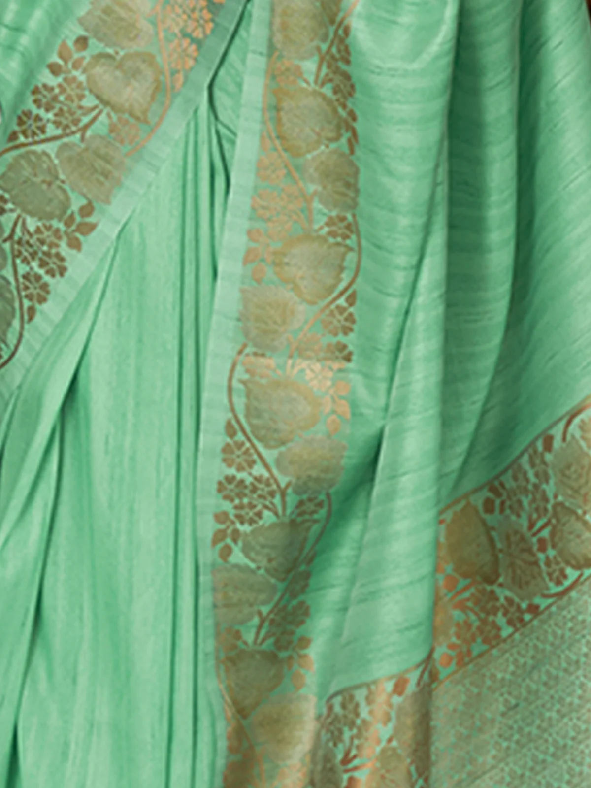 Odette Women Festive Green Silk Blend Woven Saree With Unstitched Blouse - Image 3