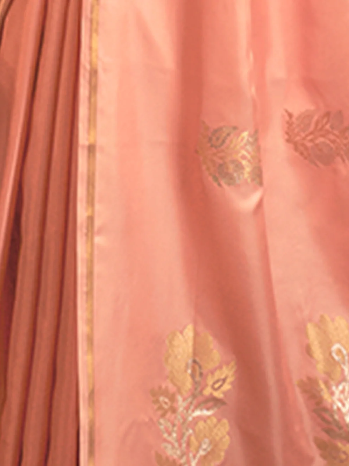 Odette Women Festive Peach Satin Printed Saree With Unstitched Blouse - Image 3
