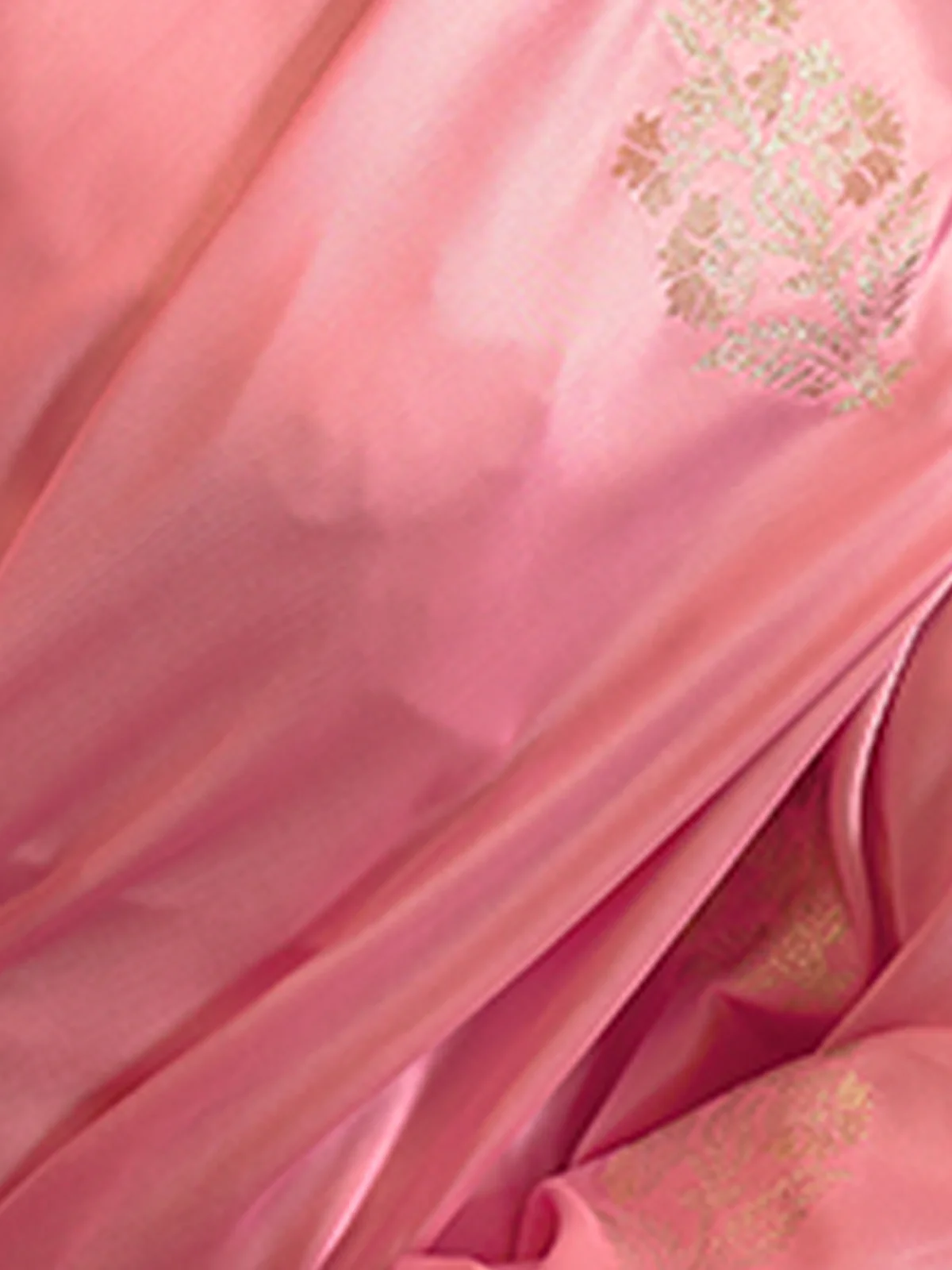 Odette Women Festive Pink Satin Printed Saree With Unstitched Blouse - Image 4