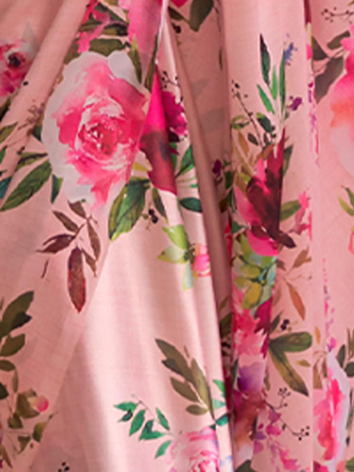 Odette Women Festive Pink Satin Printed Saree With Unstitched Blouse - Image 3