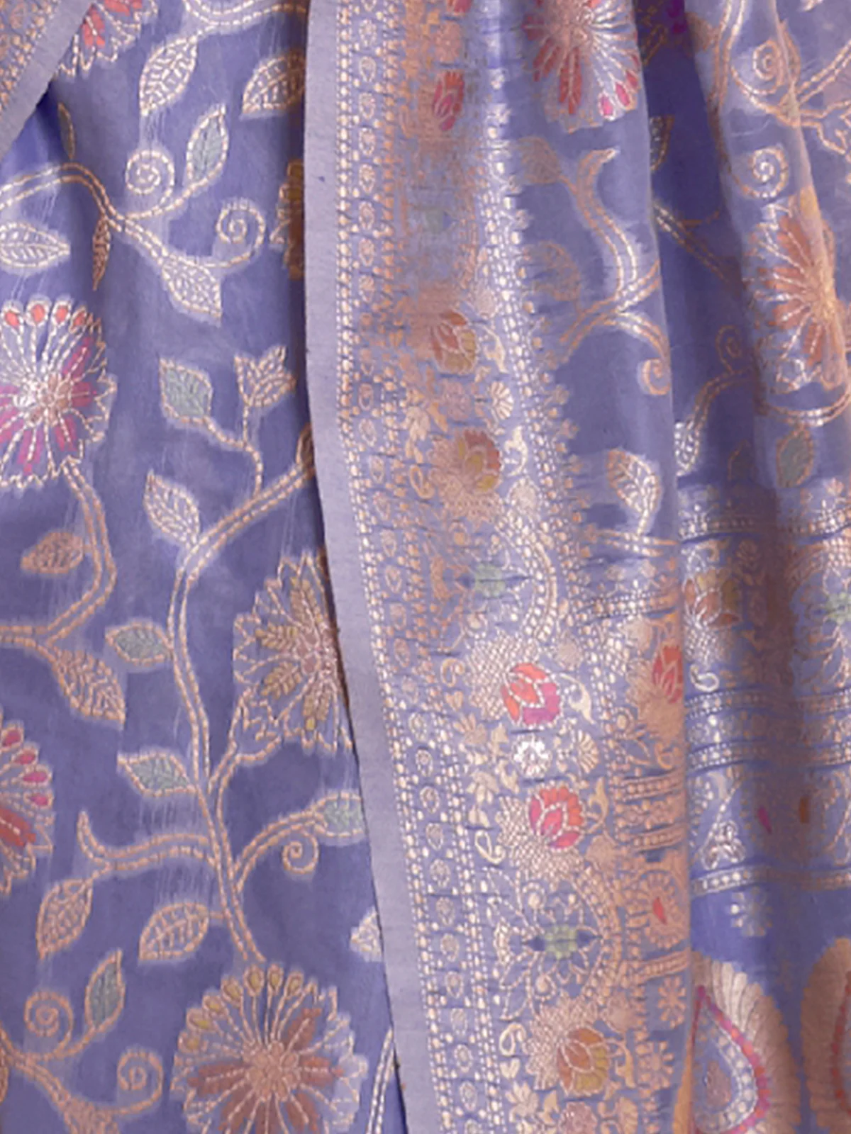 Odette Women Festive Purple Silk Blend Woven Saree With Unstitched Blouse - Image 5