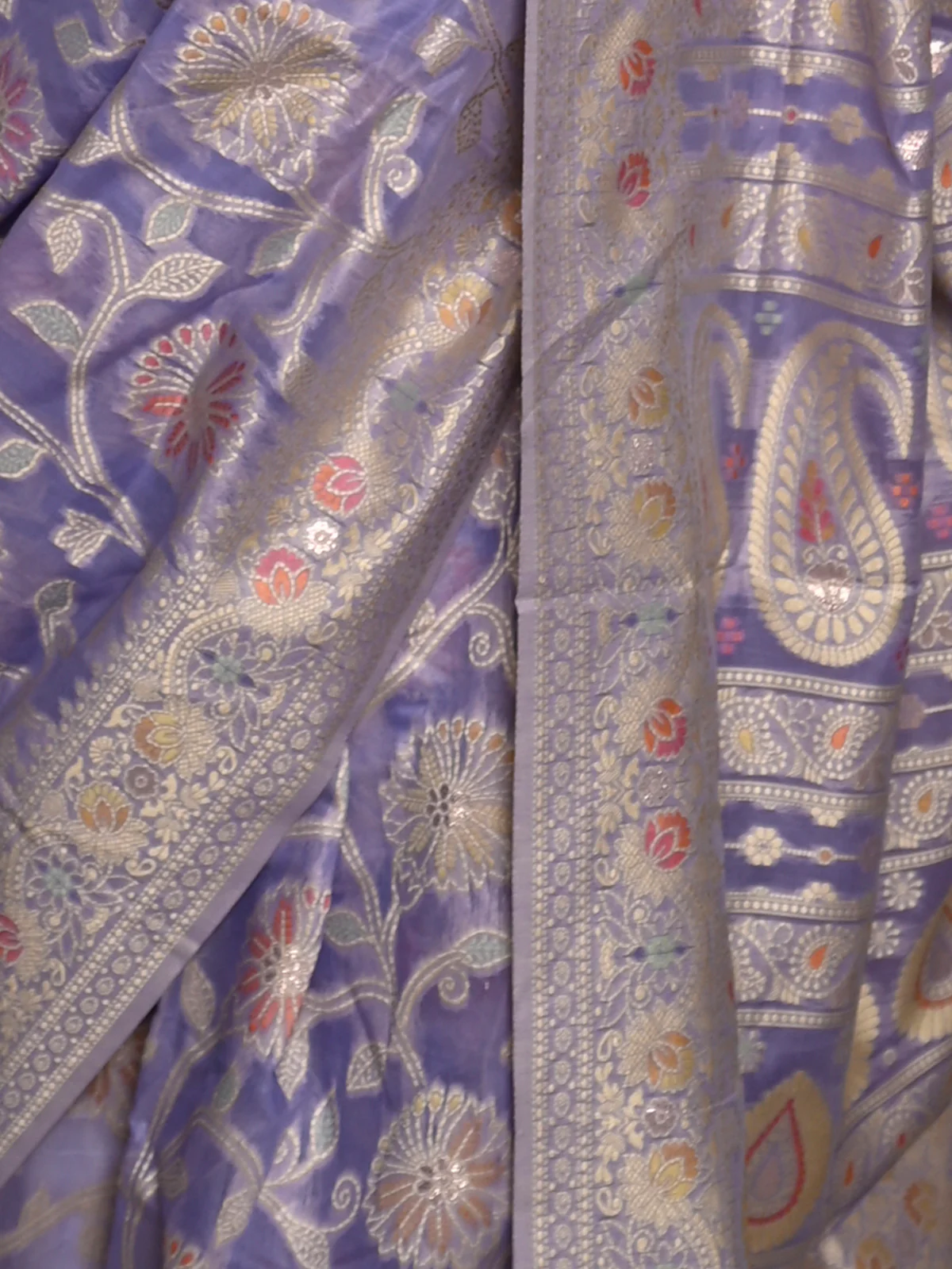 Odette Women Festive Purple Silk Blend Woven Saree With Unstitched Blouse - Image 6