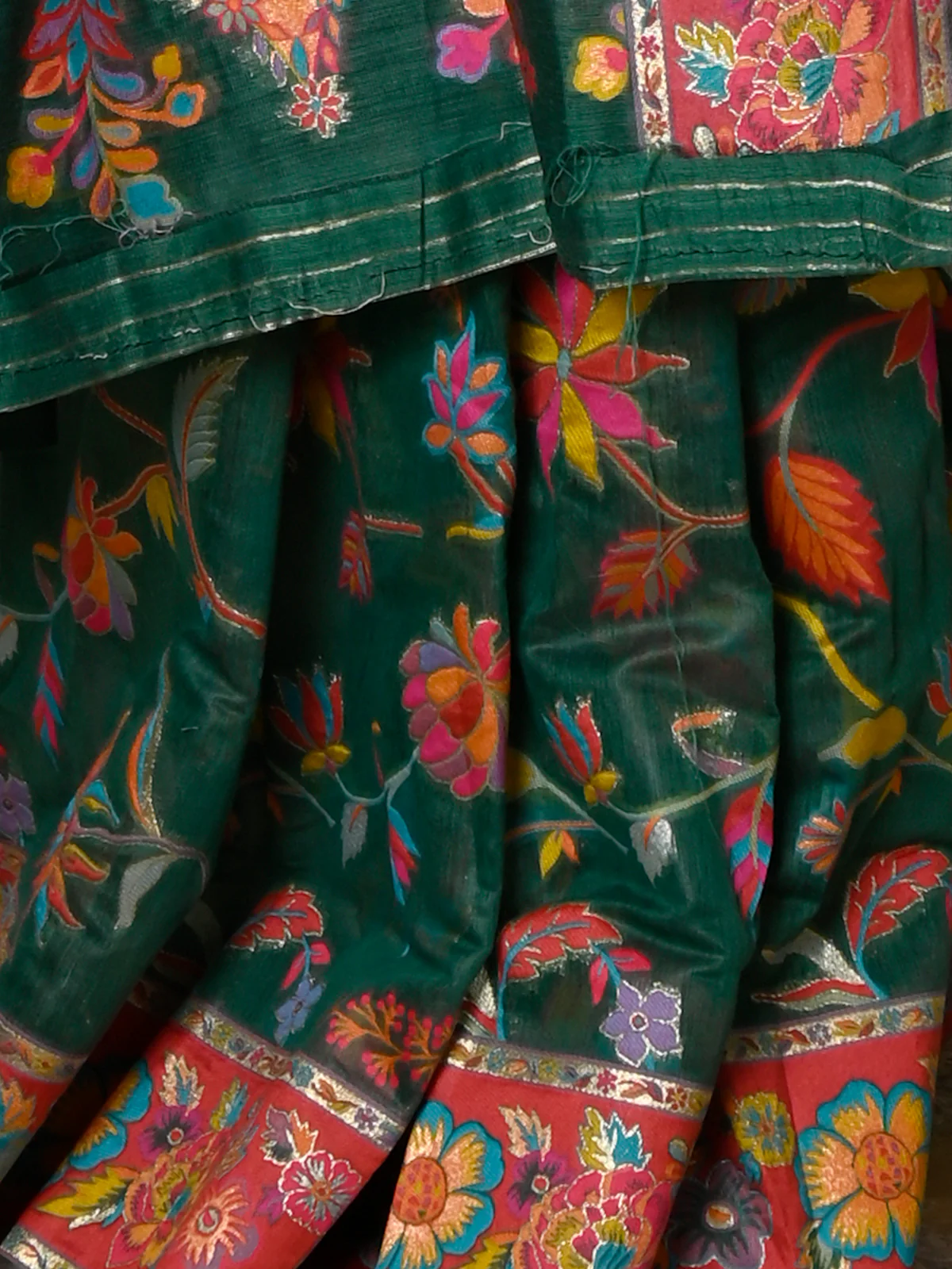 Odette Women Festive Teal Silk Blend Woven Saree With Unstitched Blouse - Image 4