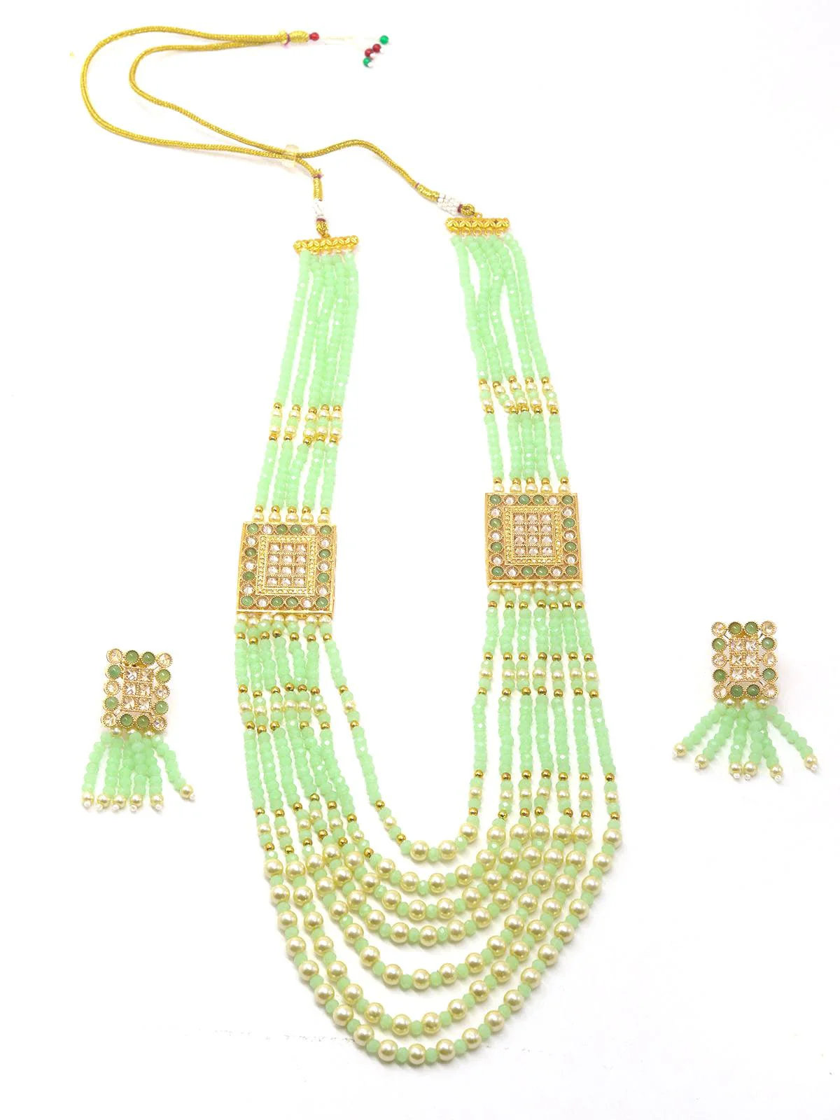 Odette Women Flaunting Green Beads And Pearl Necklace - Image 3