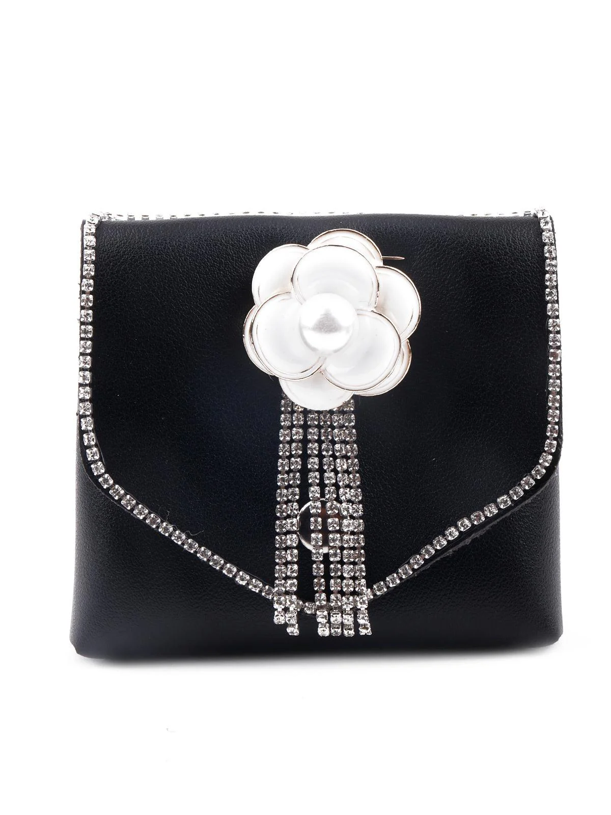 Odette Women Floral Black Tassel Embellished Belt Bag - Image 4