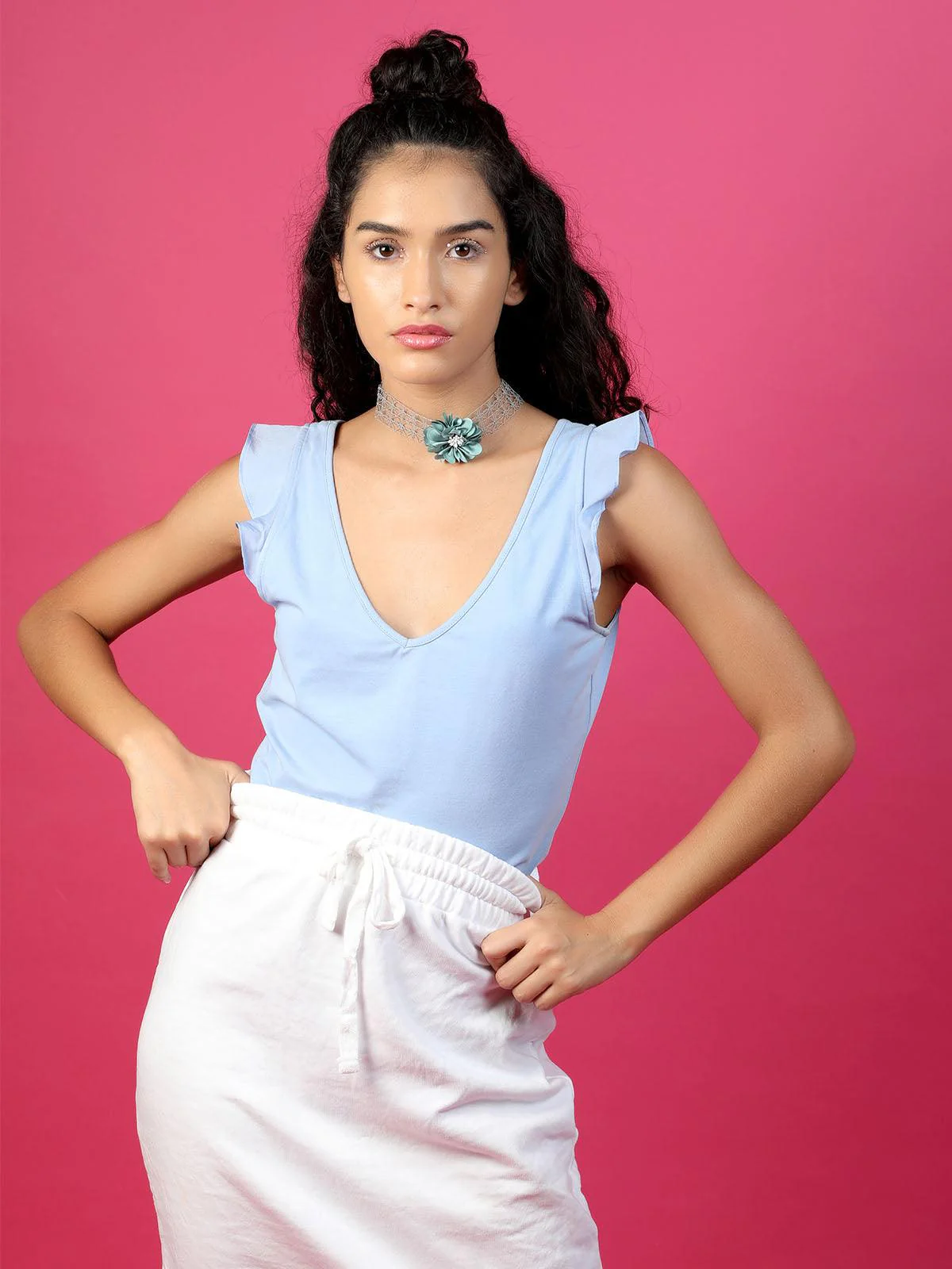 Odette Floral Blue Necklace For Women - Image 2