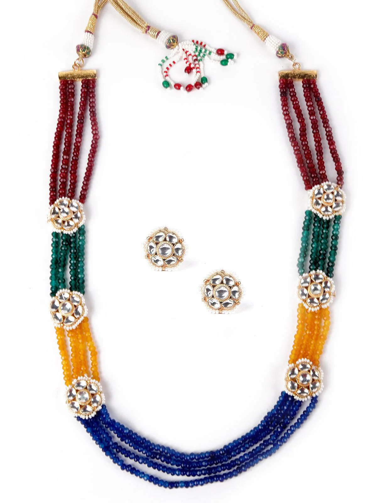 Odette Floral Multicoloured Embellished Necklace Set For Women - Image 3