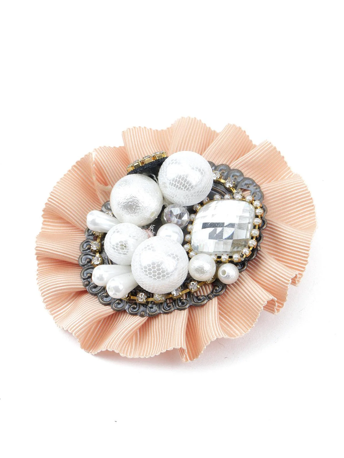 Odette Women Floral Peach Embellished Brooch - Image 4