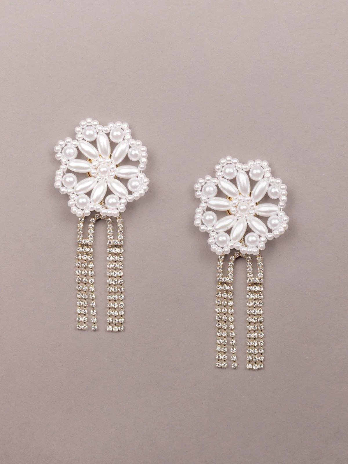Odette Women Gold White And Black Metal Earrings - Image 3