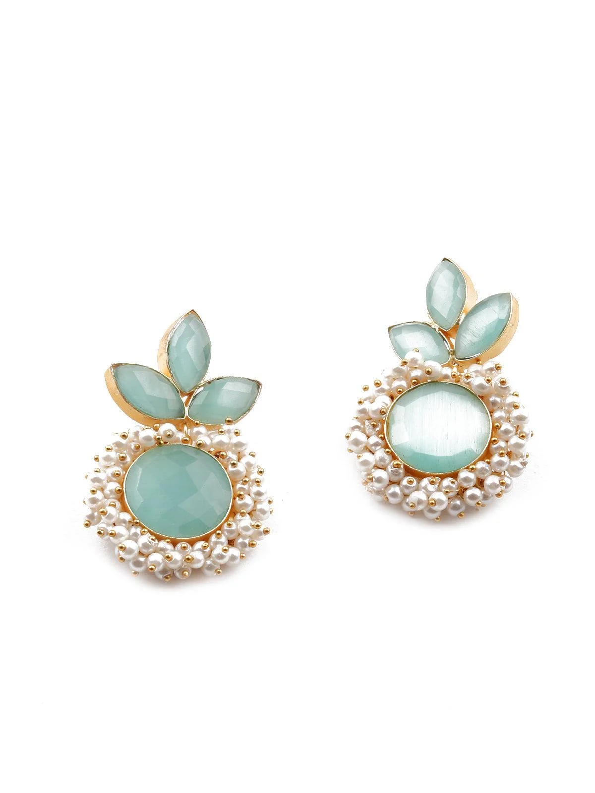 Odette Women Floral Stunning Light Blue Statement Earrings - Image 3