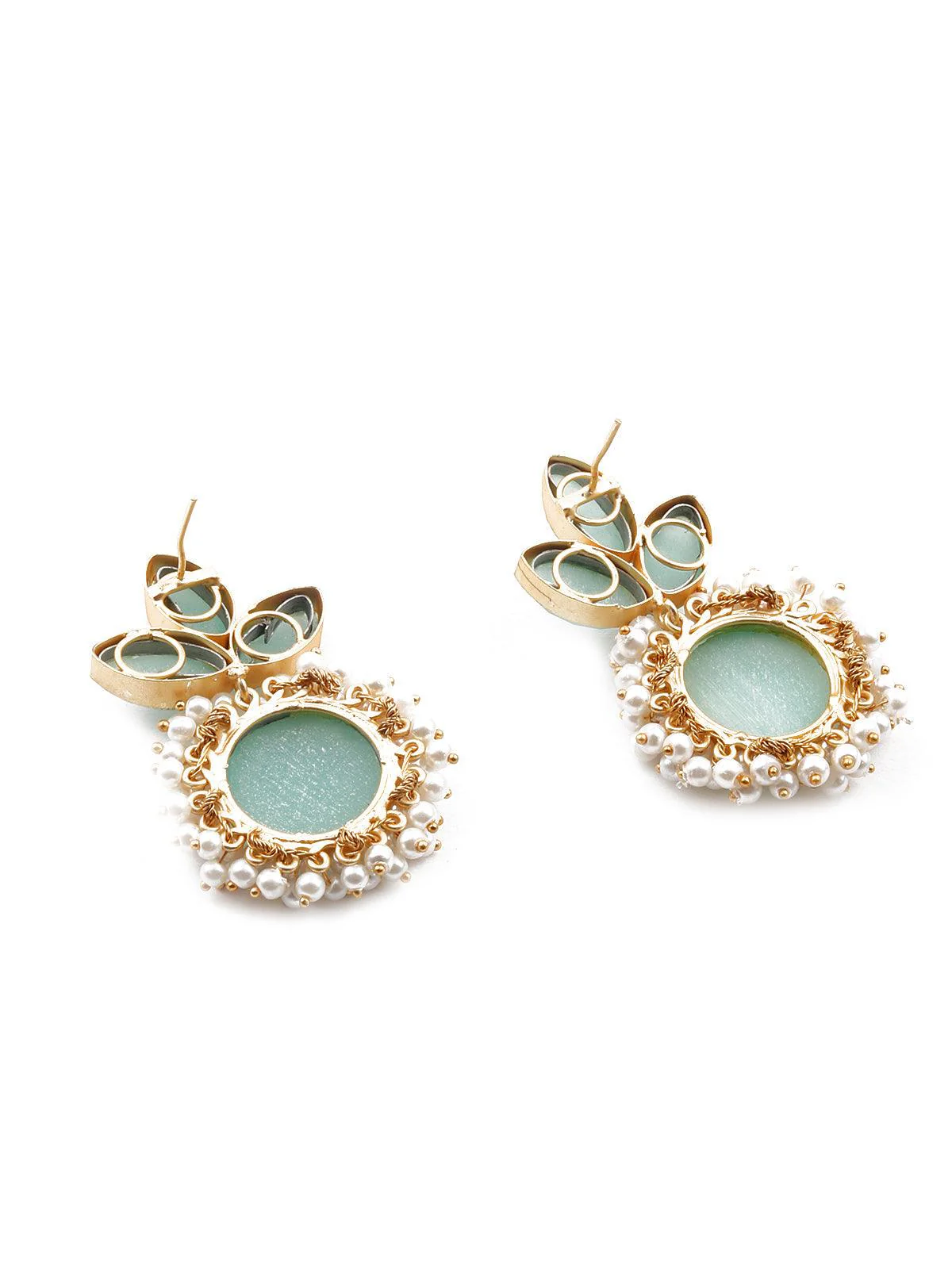 Odette Women Floral Stunning Light Blue Statement Earrings - Image 5