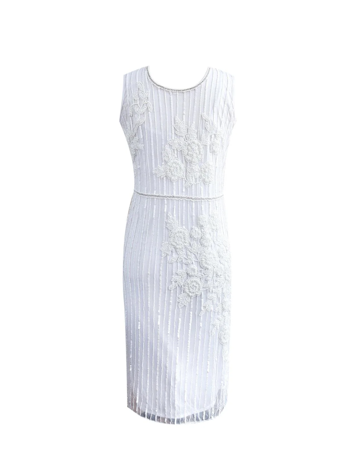Odette Women White Fabric Stitched Dress - Image 5