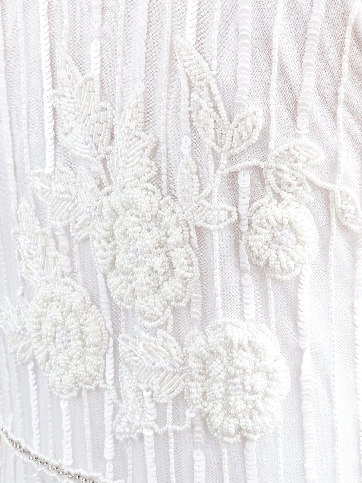Odette Women White Fabric Stitched Dress - Image 6