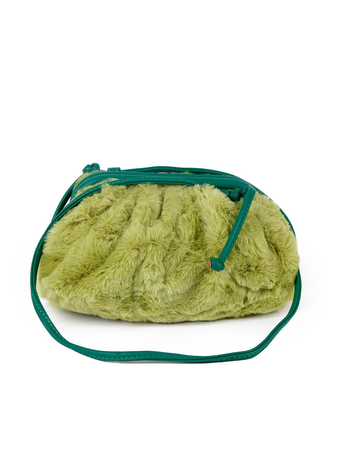 Odette Fluffy Green Soft Sling Bag For Women - Image 3
