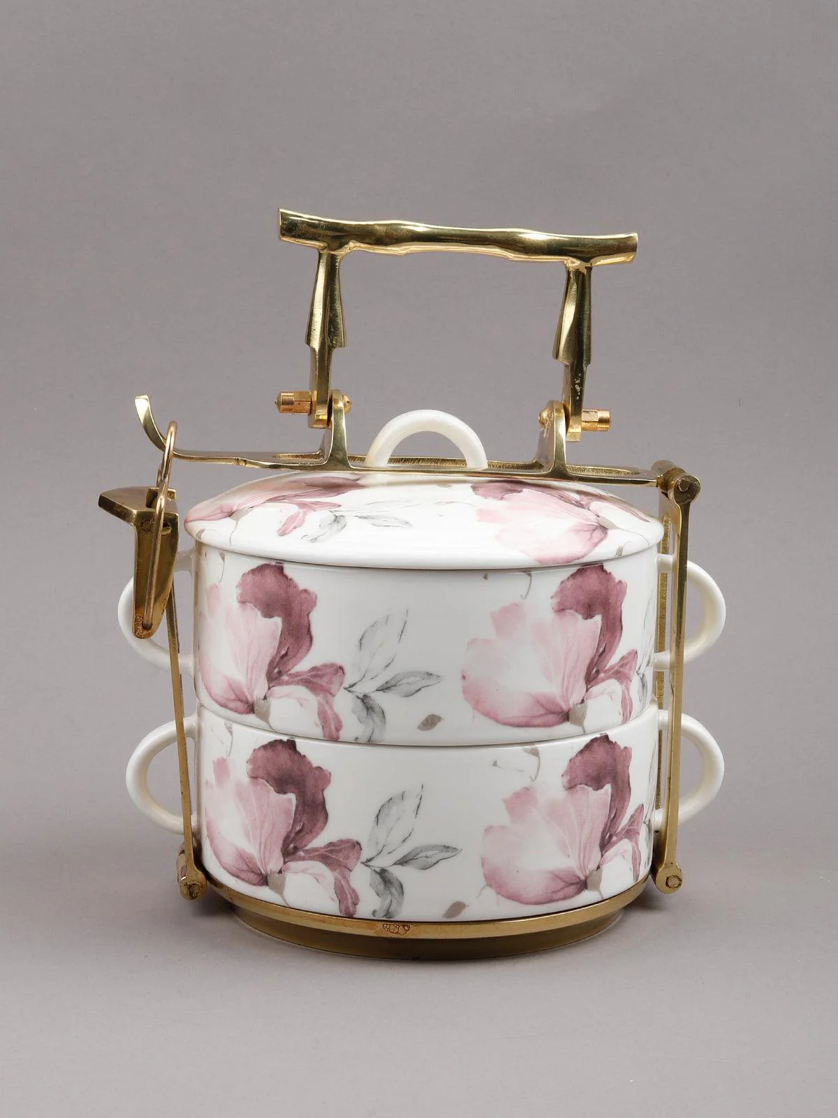 Odette White Fine Bone China With Pure Brass Stand Tiffin - Image 2