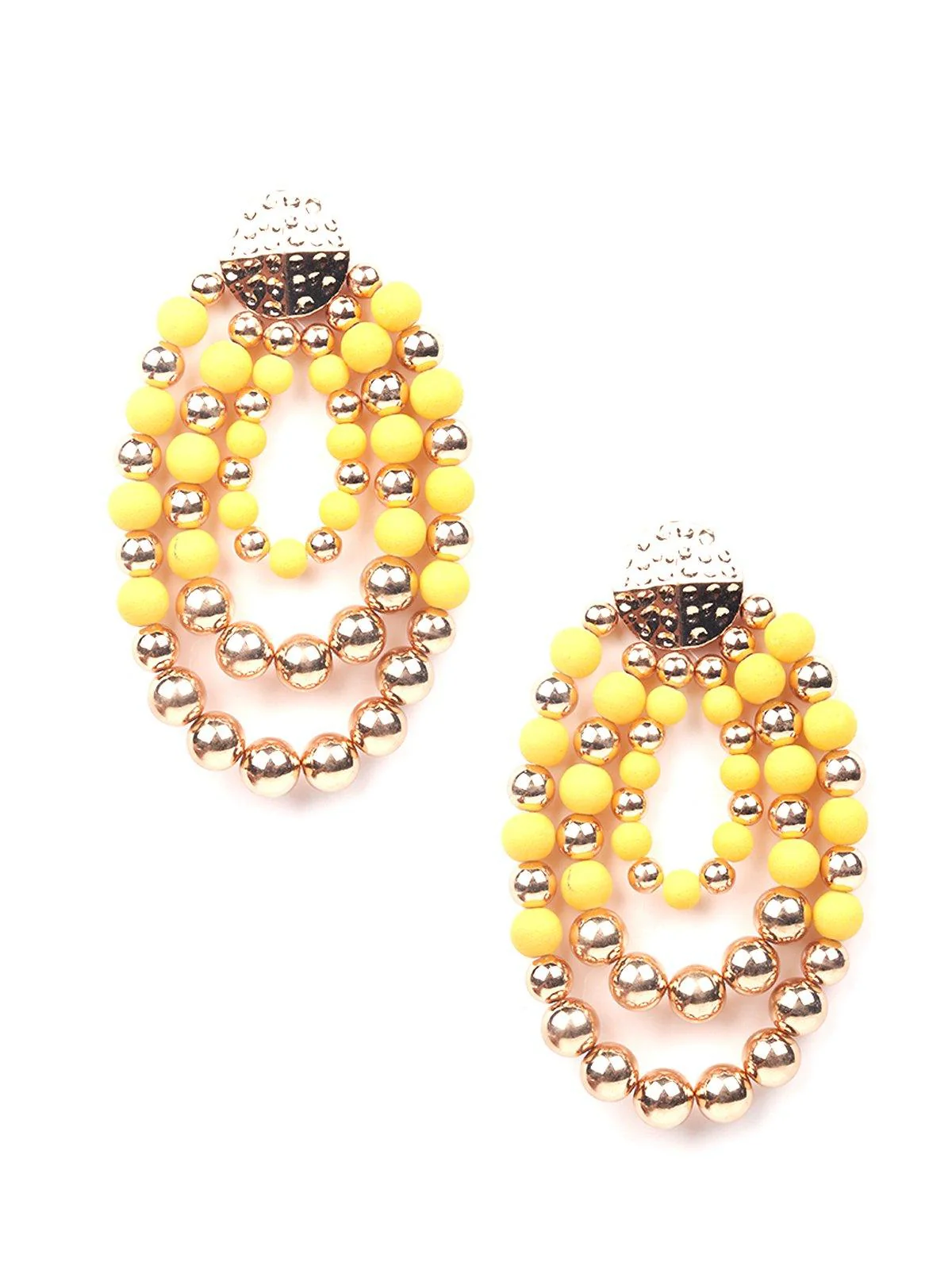 Odette Women Yellow And Gold Metal Earrings - Image 3