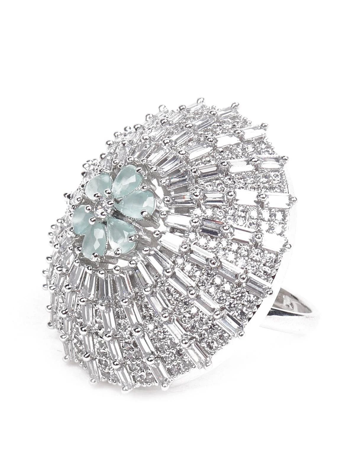 Odette Women Silver Metal Oversized Ring - Image 2
