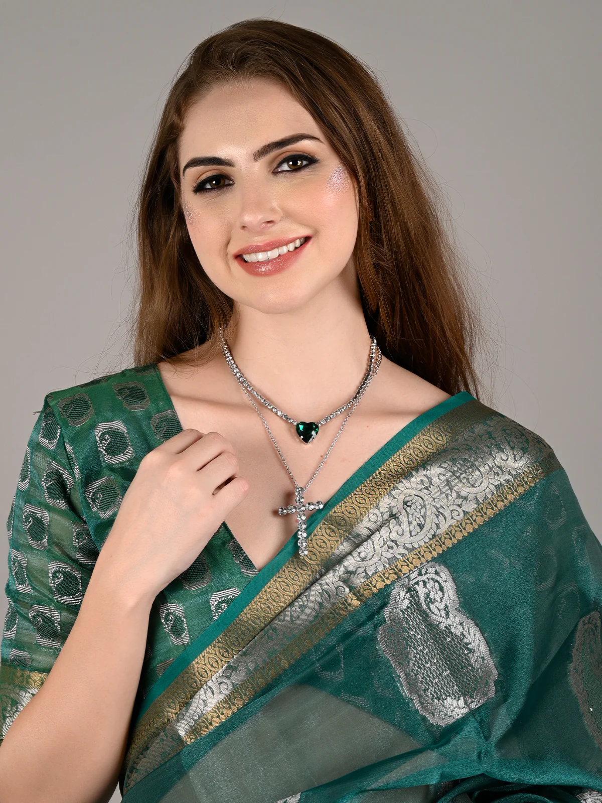 Odette Women Multicolour Metal Three Piece Necklace Set - Image 2