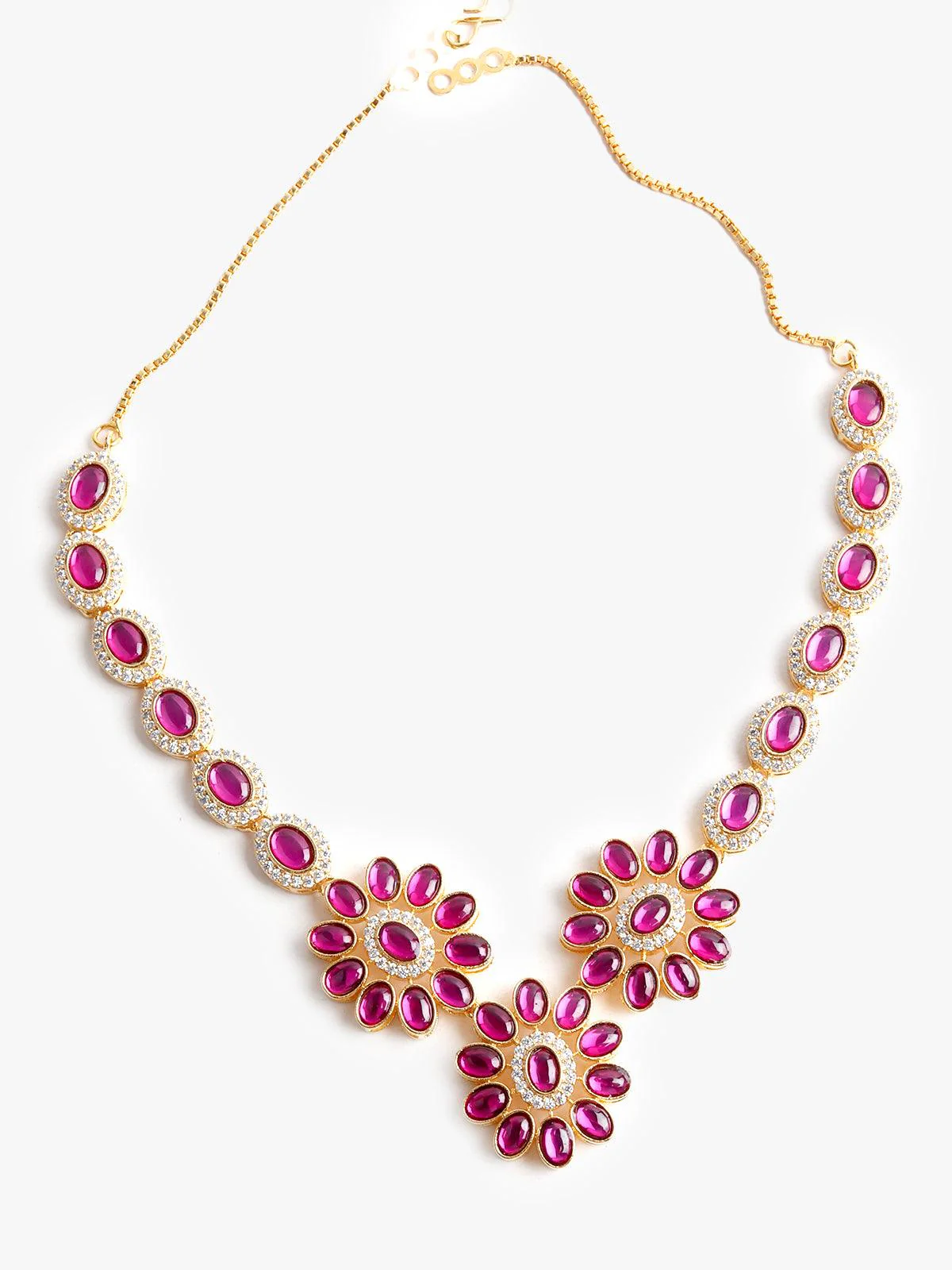 Odette Women Fuscia Pink Acrylic Stone Necklace Set - Image 4