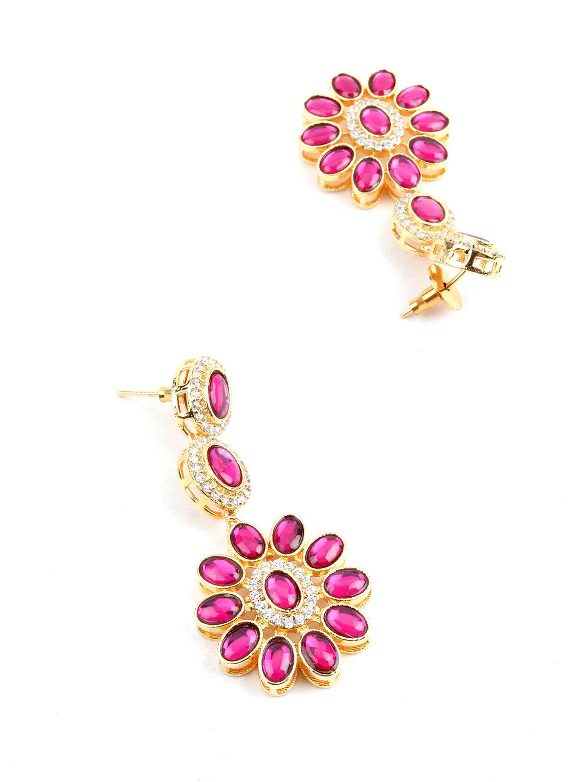 Odette Women Fuscia Pink Acrylic Stone Necklace Set - Image 6