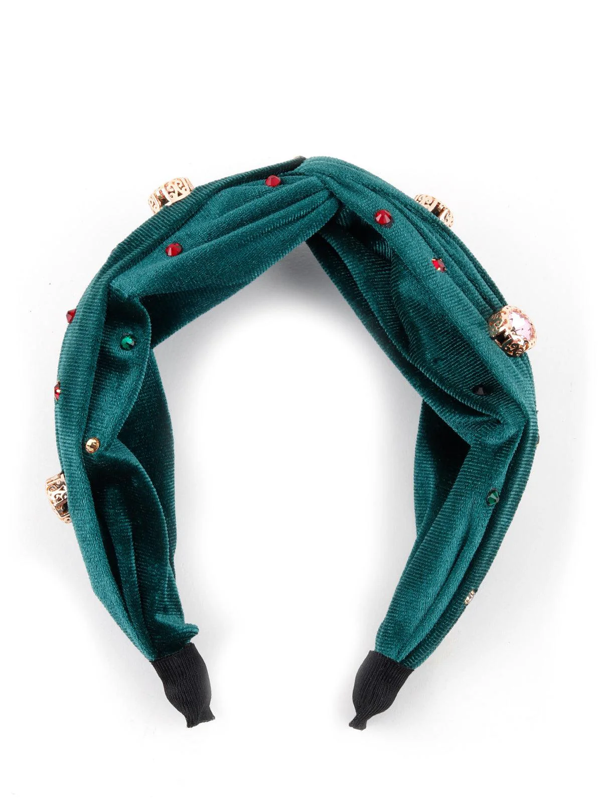 Odette Women Garnish Green Embellished Hair Band - Image 4