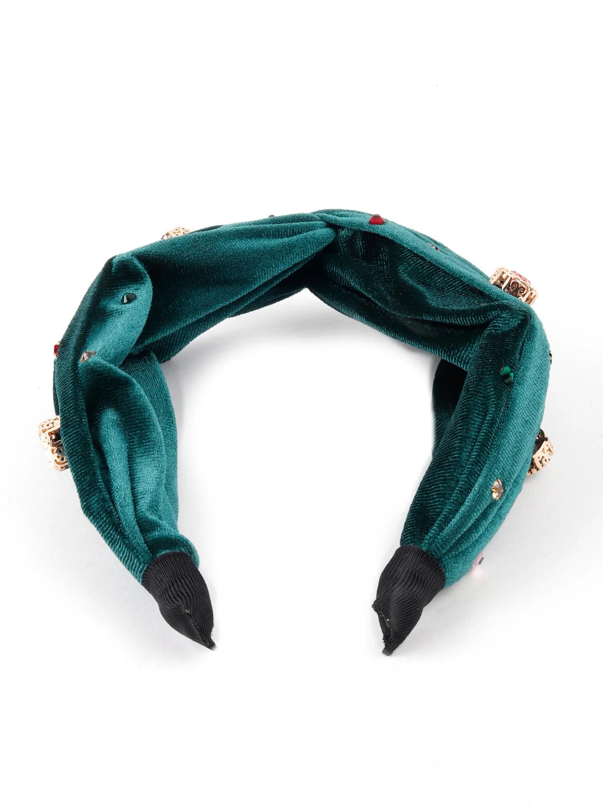 Odette Women Garnish Green Embellished Hair Band - Image 6